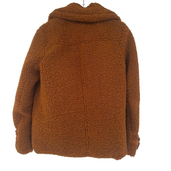 Marrakech Anthropologie Women size Small brown fuzzy Teddy Moto zip jacket - Picture 6 of 15
